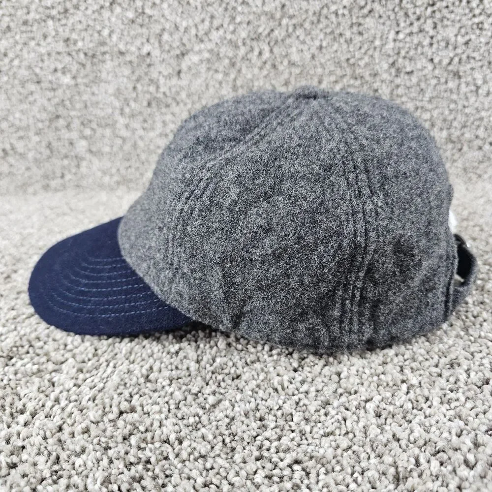 J Crew Hat Baseball Cap Gray Blue Wool Blend Strap Back Two Tone Adjustable OSFM